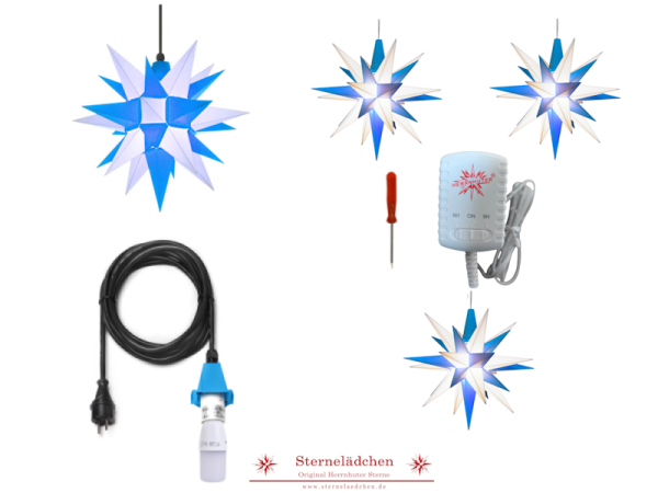 Herrnhuter Sterne-Set "Flexi" A4, weiß/blau